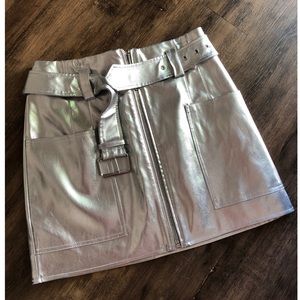 Topshop Petite Silver PU Skirt
